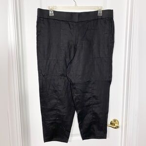 Eileen Fisher LINEN High Waist Capri Pants Black Size Large